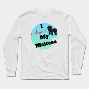 I love my Maltese, Maltese Silhouette Long Sleeve T-Shirt